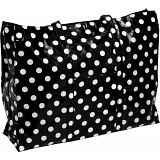 Lindy Lou Polka Dots PVC Showerproof Shoulder Bag / Shopping Tote Bag Black
