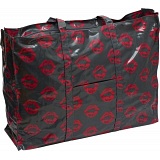 Lindy Lou Lips PVC Showerproof Shoulder Bag / Shopping Tote Bag Grey