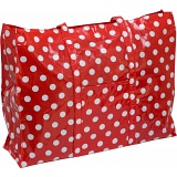 Lindy Lou Polka Dots PVC Showerproof Shoulder Bag / Shopping Tote Bag Red