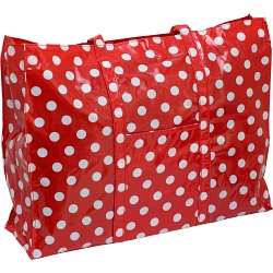 Lindy Lou Polka Dots PVC Showerproof Shoulder Bag / Shopping Tote Bag Red