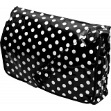 Lindy Lou Black and White Polka Dot PVC Messenger Bag / Flapover Bag