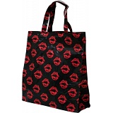Lindy Lou Lips Kiss Black PVC Shopping Tote Bag / Shopper