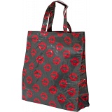 Lindy Lou Lips Kiss Grey PVC Shopping Tote Bag / Shopper