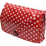 Lindy Lou Red and White Polka Dot PVC Messenger Bag / Flapover Bag