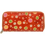 Lyla and Tilly Hand Painted Zip Round Leather Purse (Red)