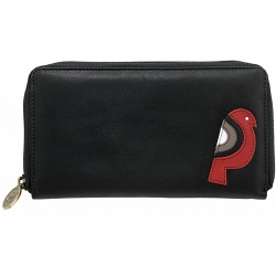 Lyla and Tilly Leather Zip Around Bird Purse
