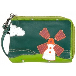 Lyla and Tilly Windmill Applique Leather Wrist Purse