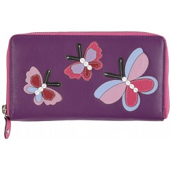 Mala Leather Butterfly Zip Round Purse