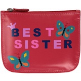 Mala Leather Pinky Best Sister Leather Zip Top Coin Purse
