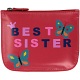 Mala Leather Pinky Best Sister Leather Zip Top Coin Purse