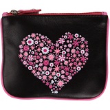 Mala Leather Pinky Heart Leather Zip Top Coin Purse