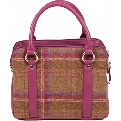 Mala Leather Abertweed Tri Zip Leather Handbag / Grab Bag