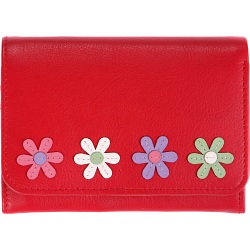 Mala Leather Caja - Medium Flower Applique Flap Over Purse