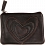 Mala Leather Pinky Purse - Applique Hearts Coin Purse Black