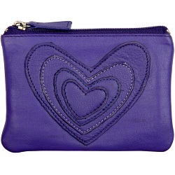 Mala Leather Pinky Purse - Applique Hearts Coin Purse