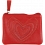 Mala Leather Pinky Purse - Applique Hearts Coin Purse Red