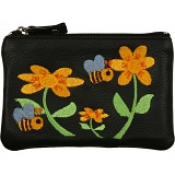 Mala Leather Pinky Purse - Flower Bees Coin Purse