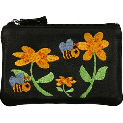 Mala Leather Pinky Purse - Flower Bees Coin Purse