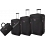 Pierre Cardin Isos 4 Piece Expanding Luggage / Suitcase Set Black / Plum 
