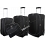 Pierre Cardin Wave 4 Piece Expanding Luggage / Suitcase Set Black / Charcoal 