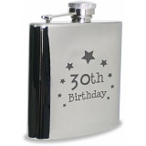 PMC Hipflask Engraved with 30th Birthday (6oz Stainless Steel)