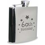 PMC Hipflask Engraved with 60th Birthday (6oz Stainless Steel)
