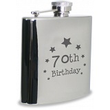 PMC Hipflask Engraved with 70th Birthday (6oz Stainless Steel)