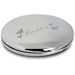 PMC Round Compact Makeup Handbag Mirror Engraved with Mummy