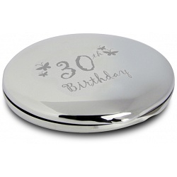 PMC Compact Makeup Handbag Mirror Engraved with 30th Birthday