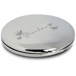 PMC Round Compact Makeup Handbag Mirror Engraved with Grandma
