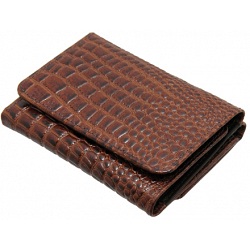 Saffron Hill Medium Brown Leather Flap Over Faux Croc Purse Saffron Hill Medium Brown Leather Flap Over Faux Croc Purse