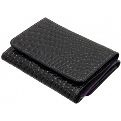 Saffron Hill Medium Black / Purple Leather Flap Over Faux Croc Purse Saffron Hill Medium Black / Purple Leather Flap Over Faux Croc Purse