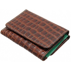 Saffron Hill Medium Brown / Mint Leather Flap Over Faux Croc Purse Saffron Hill Medium Brown / Mint Leather Flap Over Faux Croc Purse