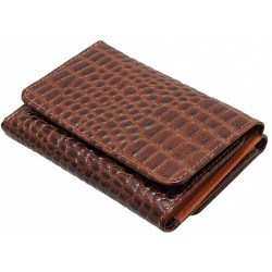 Saffron Hill Medium Brown / Orange Leather Flap Over Faux Croc Purse Saffron Hill Medium Brown / Orange Leather Flap Over Faux Croc Purse