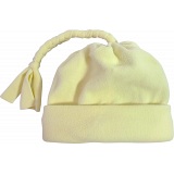 Spotty Dog Pastel Yellow Baby Fleece Tassel Bobble Hat / Winter Beanie Cap