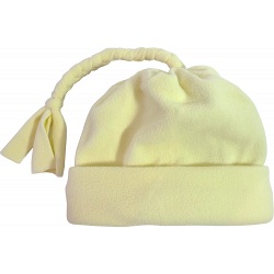 Spotty Dog Pastel Yellow Baby Fleece Tassel Bobble Hat / Winter Beanie Cap