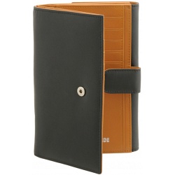 Tumble & Hide Black & Tan Large Leather Purse with Tab