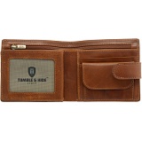 Tumble & Hide Two Fold Leather Wallet with Coin Pocket and Tab