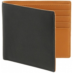 Tumble & Hide Black & Tan Two Fold Leather Card Wallet
