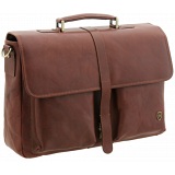 Tumble & Hide Flap Over Leather Briefcase / Laptop Bag