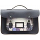 Yoshi Belforte Beach Hut Print Satchel / Large Leather Work Bag