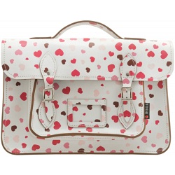 Yoshi Belforte Heart Print Satchel / Large Leather Work Bag