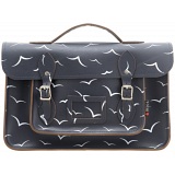 Yoshi Belforte Bird Print Satchel / Large Leather Work Bag