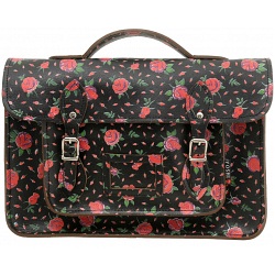 Yoshi Belforte Satchel / Large Leather Work Bag (Black Roses)