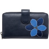 Yoshi Bellerose Flower Applique Leather Zip Round Purse