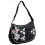 Yoshi Bellerose Large Leather Flower Applique Shoulder Bag / Handbag Black