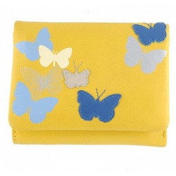 Yoshi Bloomfield Butterfly Leather Flap Over Purse