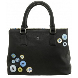 Yoshi Button Applique Leather Grab Bag / Handbag