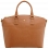 Yoshi Calloway Cross-Grain Leather Zip Top Grab Bag Tan