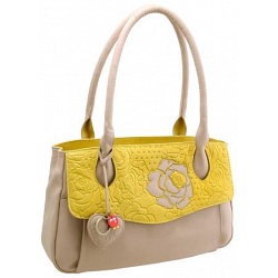 Yoshi Covey Leather Embossed Flower Shoulder Bag / Handbag